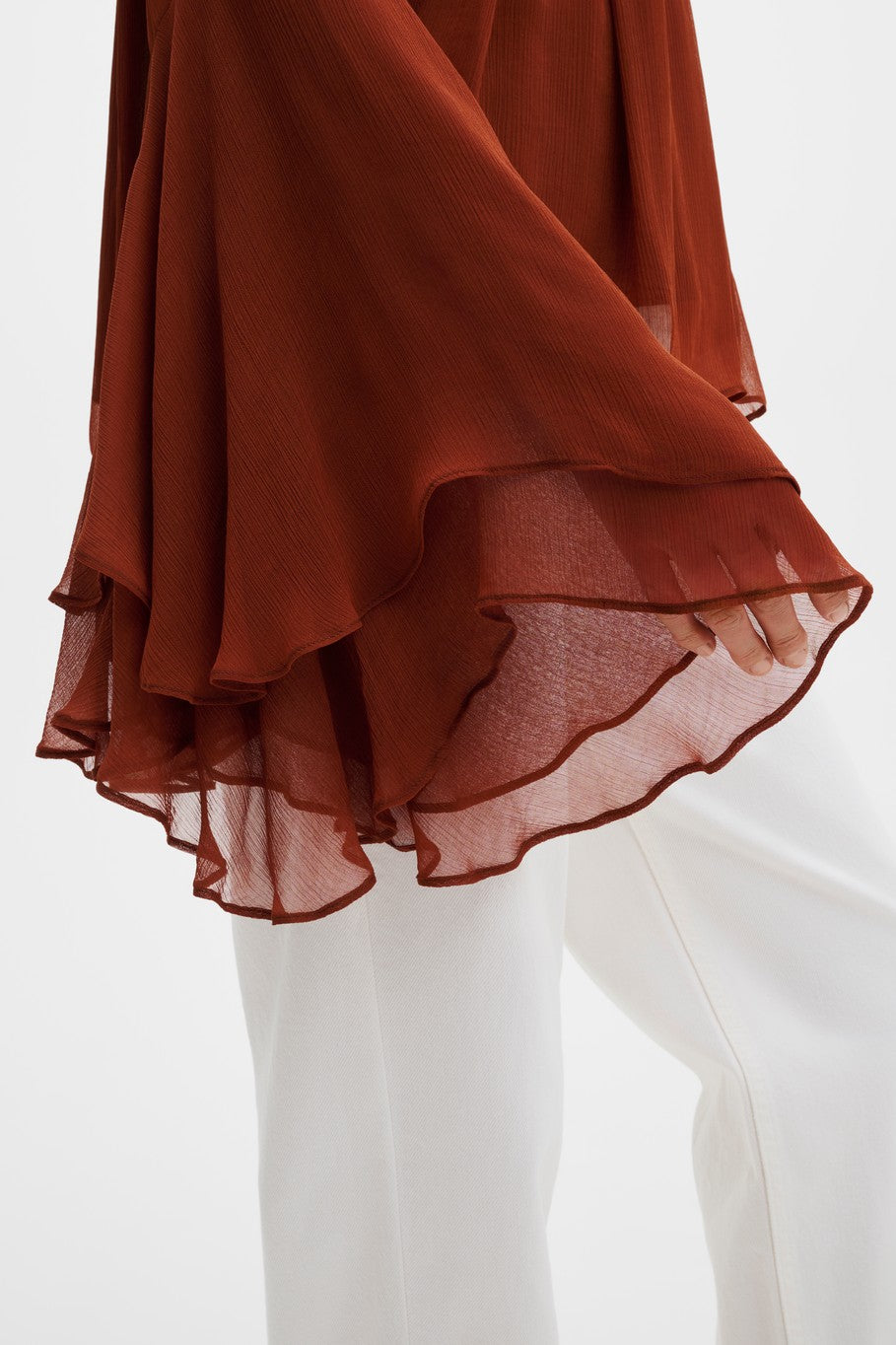 Therese Tie Neck Ruffled Chiffon Blouse
