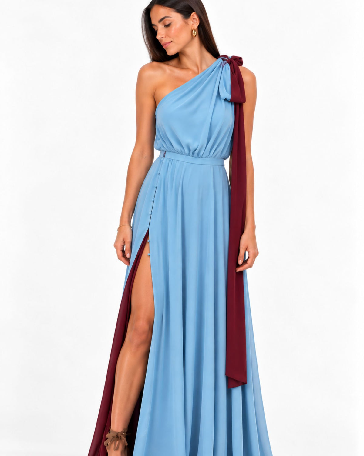 Aleana – Wendbares One-Shoulder-Abendkleid mit Schal
