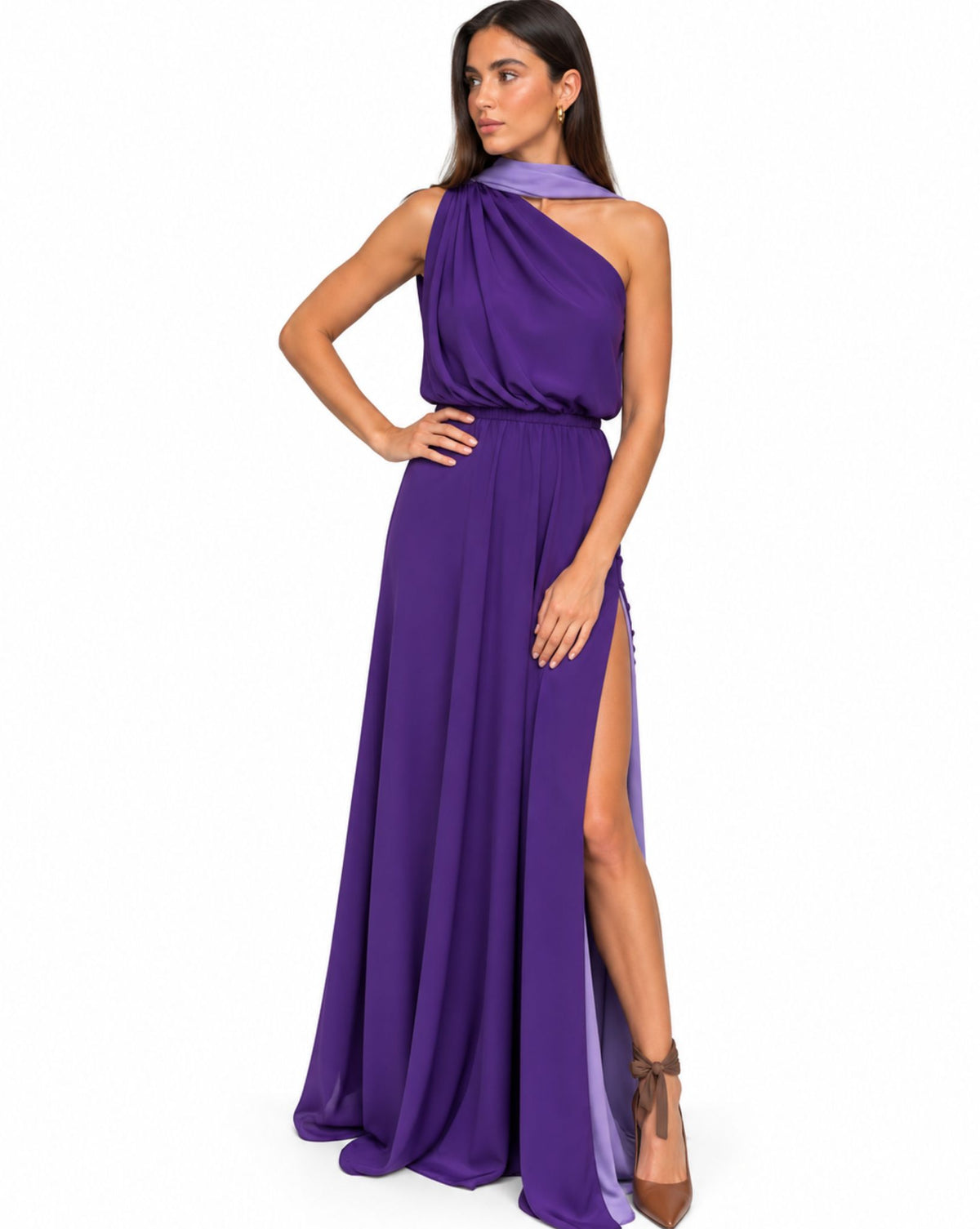 Aleana – Wendbares One-Shoulder-Abendkleid mit Schal